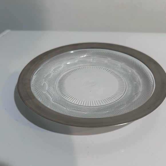 Vintage Moser Czech Pressed Glass Coaster w/ Metal Rim – Rare Marked Piece